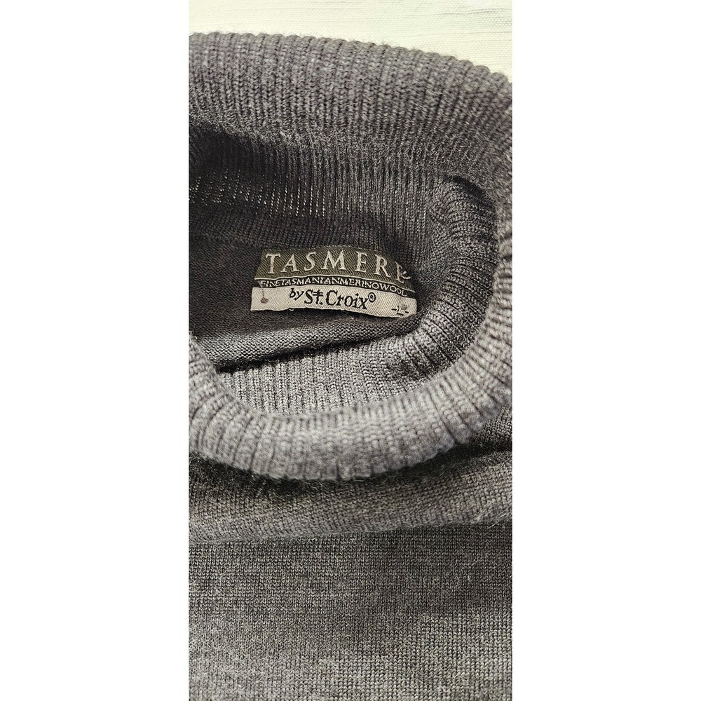 St. Croix Tasmere Charcoal Grey Tasmanian Merino Wool Turtleneck Sweater Mens L